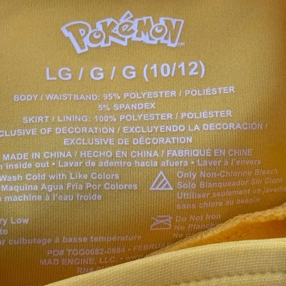 Pokémon Girls 10/12 Pikachu Hooded Tulle Dress Gold Lightning Cosplay Kidcore